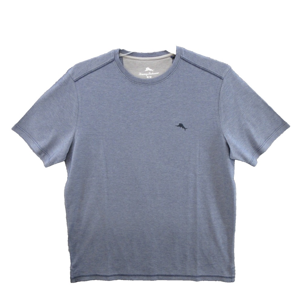 Tommy Bahama Mens T-Shirt Medium ST225755TJ Pullover Throne Blue Cotton Blend